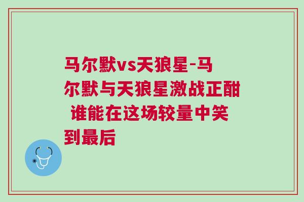 馬爾默vs天狼星-馬爾默與天狼星激戰正酣 誰能在這場較量中笑到最后