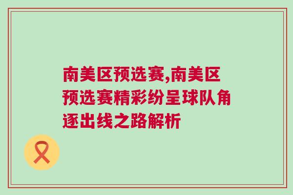 南美區預選賽,南美區預選賽精彩紛呈球隊角逐出線之路解析