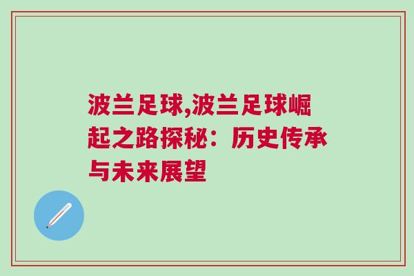 波蘭足球,波蘭足球崛起之路探秘：歷史傳承與未來(lái)展望