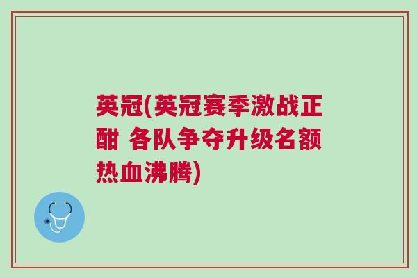 英冠(英冠賽季激戰正酣 各隊爭奪升級名額熱血沸騰)