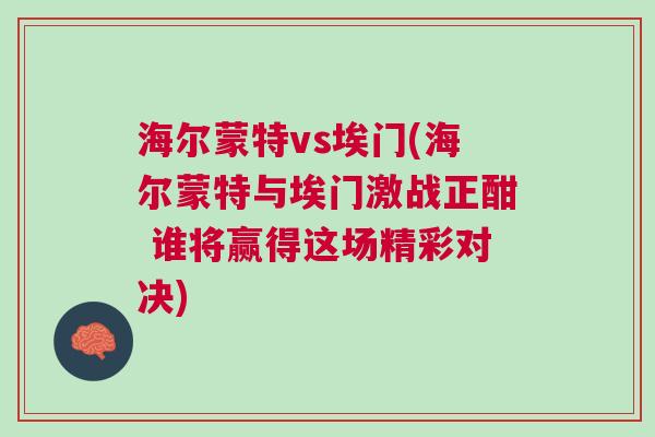 海爾蒙特vs埃門(海爾蒙特與埃門激戰正酣 誰將贏得這場精彩對決)