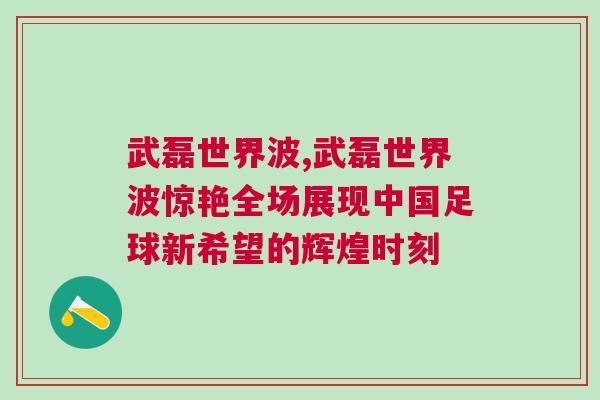 武磊世界波,武磊世界波驚艷全場展現中國足球新希望的輝煌時刻