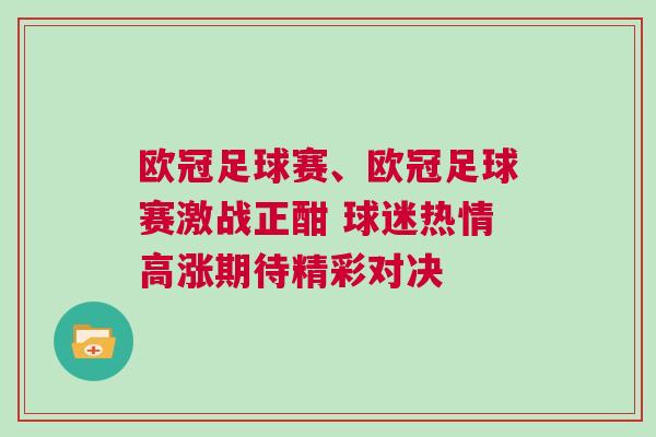 歐冠足球賽、歐冠足球賽激戰正酣 球迷熱情高漲期待精彩對決