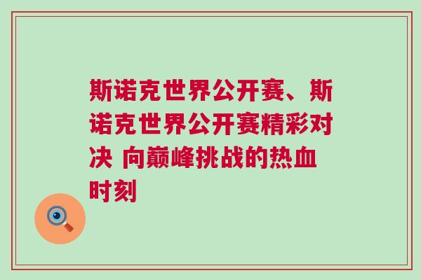 斯諾克世界公開賽、斯諾克世界公開賽精彩對決 向巔峰挑戰(zhàn)的熱血時(shí)刻