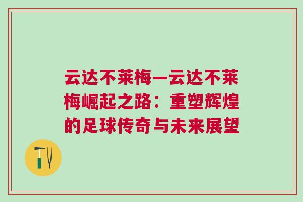 云達(dá)不萊梅—云達(dá)不萊梅崛起之路：重塑輝煌的足球傳奇與未來展望