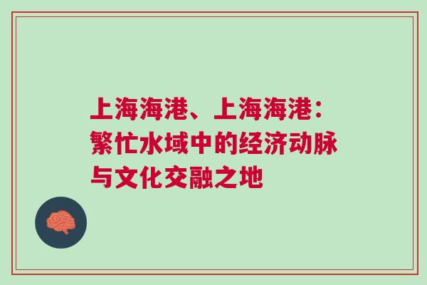 上海海港、上海海港：繁忙水域中的經濟動脈與文化交融之地
