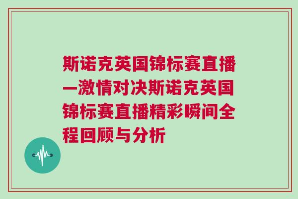 斯諾克英國錦標賽直播—激情對決斯諾克英國錦標賽直播精彩瞬間全程回顧與分析