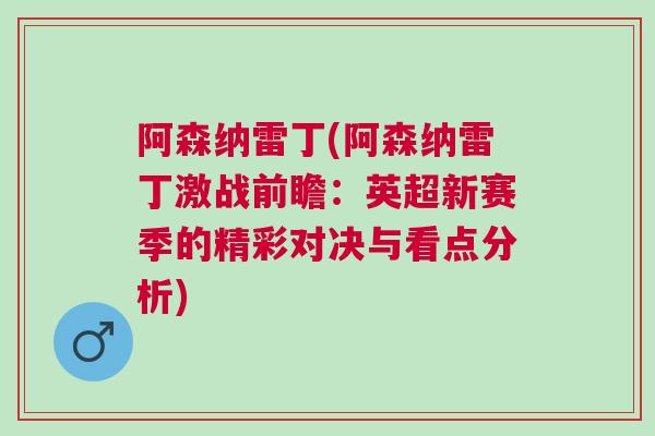 阿森納雷丁(阿森納雷丁激戰前瞻：英超新賽季的精彩對決與看點分析)