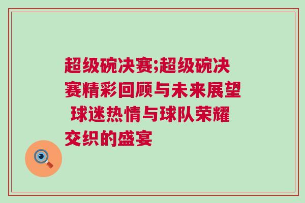 超級碗決賽;超級碗決賽精彩回顧與未來展望 球迷熱情與球隊榮耀交織的盛宴